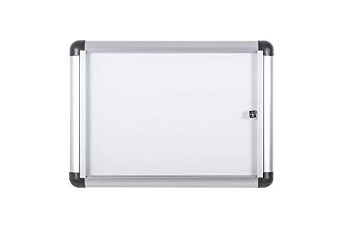 Bi-Office Boletín Enclore Extra - Superficie magnética en acero lacado, Tablón de anuncios con puerta con bisagras para aluminio interior, 513 x 371 mm - 2xA4