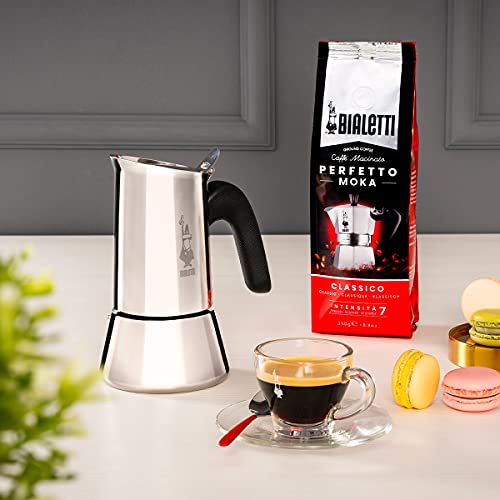 Bialetti New Venus Caffettiera in Acciaio Inox, Adatta all'Induzione, Argento, 4 Tazze