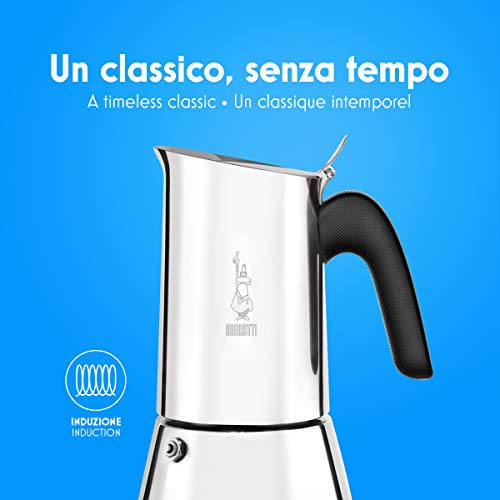 Bialetti New Venus Caffettiera in Acciaio Inox, Adatta all'Induzione, Argento, 4 Tazze