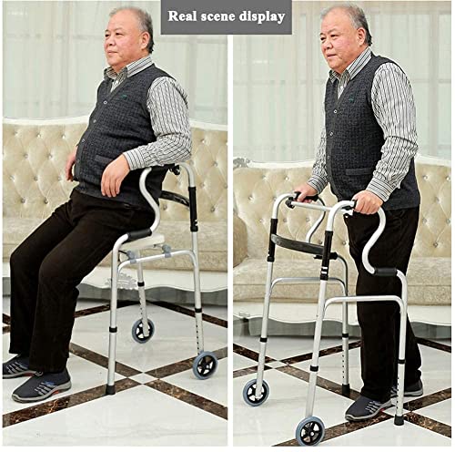 BIAOYU Andador Plegable para Personas Mayores, discapacitados, Andador Auxiliar para Caminar con apoyabrazos y Ruedas, soporta hasta 330 Libras