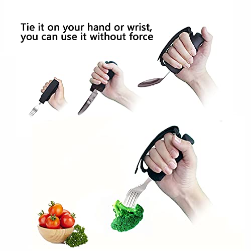 Bias&Belief 3 utensilios de alimentación adaptativos para necesidades especiales cubiertos cuchara/tenedor/cuchillo antiagitación antideslizante para artritis o uso de ancianos