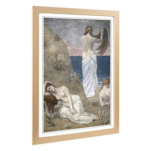 Big Box Art Pyerre Puvis de Chanes - Cuadro Enmarcado (62 x 45 cm), diseño de Pierre Puvis de Chanes Young Girls de The Seaside