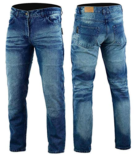 Bikers Gear Australia Kevlar Lined – Pantalones vaqueros para motorista CE protección, Azul (Stone Wash Denim), tamaño 32R