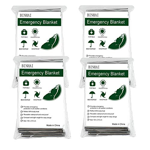 BINHAI Mantas térmicas de Emergencia para Supervivencia, Reflectante, térmica, de Primeros Auxilios, 52" x 83"