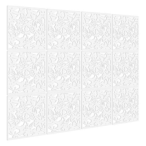 biombo de 12 Paneles, KERNORV Divisor habitación Separador separación Espacios divisoria Pared (Blanco)