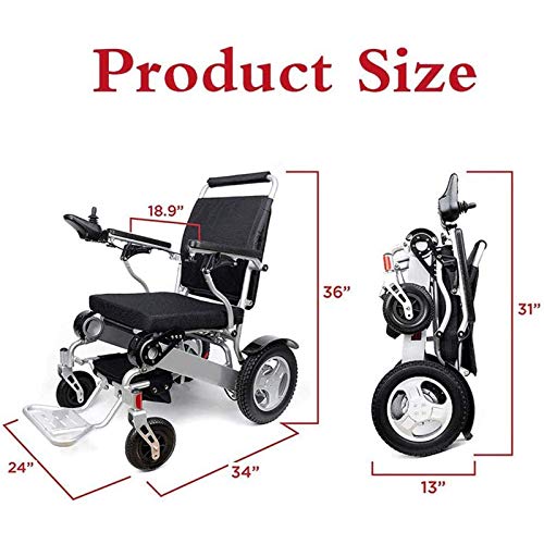 BJH Silla de Ruedas eléctrica Plegable y Liviana, Silla de Ruedas de Ayuda de Movilidad compacta eléctrica Plegable de Lujo, batería Doble, Silla de Ruedas eléctrica de Mayor autonomía
