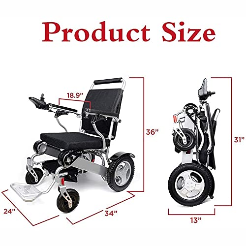 BJH Silla de Ruedas eléctrica Plegable y Liviana, Silla de Ruedas de Ayuda de Movilidad compacta eléctrica Plegable de Lujo, batería Doble, Silla de Ruedas eléctrica de Mayor autonomía
