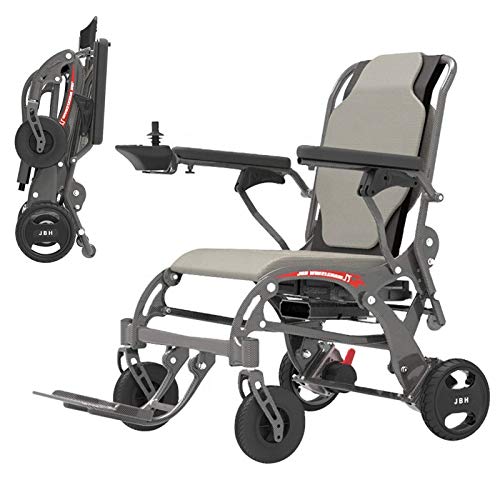 BJH Silla de Ruedas Plegable Liviana con Freno electromagnético/Potente Motor de 500 KW/Sillas de Ruedas eléctricas de Viaje Plegables, livianas y Resistentes para Todo Terreno