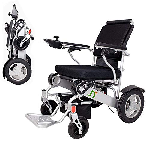 BJH wcz Silla de Ruedas eléctrica Plegable y Liviana, Silla de Ruedas de Ayuda de Movilidad compacta eléctrica Plegable de Lujo, batería Doble, Silla de Ruedas eléctrica de Mayor autonomía