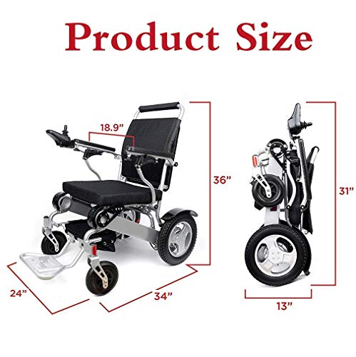 BJH wcz Silla de Ruedas eléctrica Plegable y Liviana, Silla de Ruedas de Ayuda de Movilidad compacta eléctrica Plegable de Lujo, batería Doble, Silla de Ruedas eléctrica de Mayor autonomía