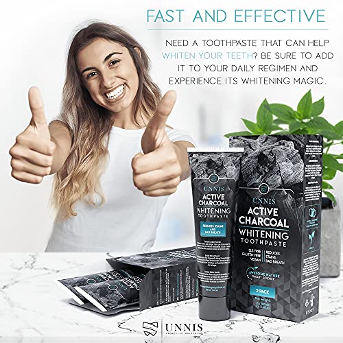Blanqueador Dental Profesional Blanqueamiento Dental 2 Pack Carbon Activado Dientes Blancos Carbon Activo Pasta de Dientes Blanqueante Limpieza Dental Activated Charcoal Teeth Whitening Toothpaste