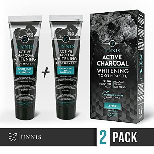 Blanqueador Dental Profesional Blanqueamiento Dental 2 Pack Carbon Activado Dientes Blancos Carbon Activo Pasta de Dientes Blanqueante Limpieza Dental Activated Charcoal Teeth Whitening Toothpaste