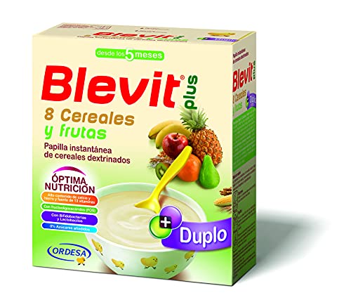 Blevit Plus Duplo 8 Cereales y Frutas - Papilla de Cereales para Bebé Sin Azúcares Añadidos - Facilita la Digestión con Extra de Energía - Desde los 5 meses - 600g