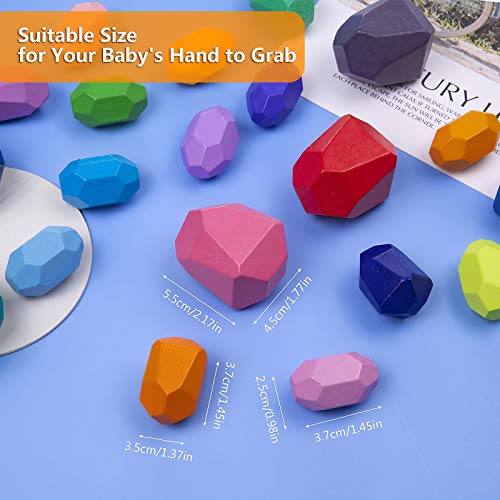 Bloques Equilibrio Madera, Comius Sharp 20 Pcs Juguetes de Apilamiento de Madera, Arco Iris Bloques de Construcción Educación Conjunto Y Apilamiento de Piedras Juego de Estilo Nórdico Montessori