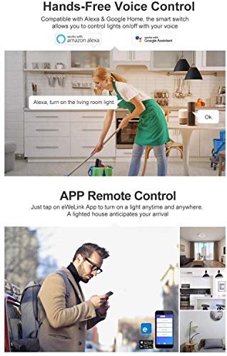 Blxecky Sonoff Interruptor inteligente WiFi con mando a distancia, inalámbrico, temporizador inteligente, control a través de Amazon Echo Alexa, Android IOS App