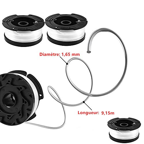 Bobina de hilo cortado con bordes para cortadores Black y Decker, 8 bobinas de hilo desbrozadora con 2 tapas de bobina y 2 muelles, bobinas A6481 A6485 compatible con Black y Decker Af-100