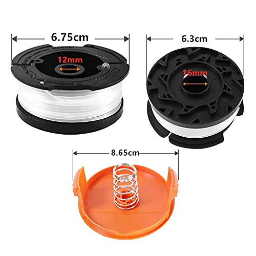 Bobina de hilo cortado con bordes para cortadores Black y Decker, 8 bobinas de hilo desbrozadora con 2 tapas de bobina y 2 muelles, bobinas A6481 A6485 compatible con Black y Decker Af-100