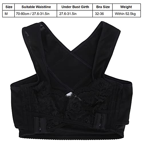 Body Shaper Mujeres Soporte de pecho Sujetador negro Fajas Chaleco Corrector de postura Fajas Tops Corrector de postura jorobada(M)
