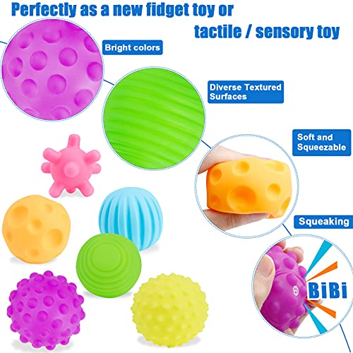 Bolas Sensoriales para Bebé - Bolas de Masaje Pelotas Sensoriales de Mano con Textura Multi-Bola, Infantil Pelota Educativa Suaves Garre Juguete de BañoNiños Mayores de 3 Años