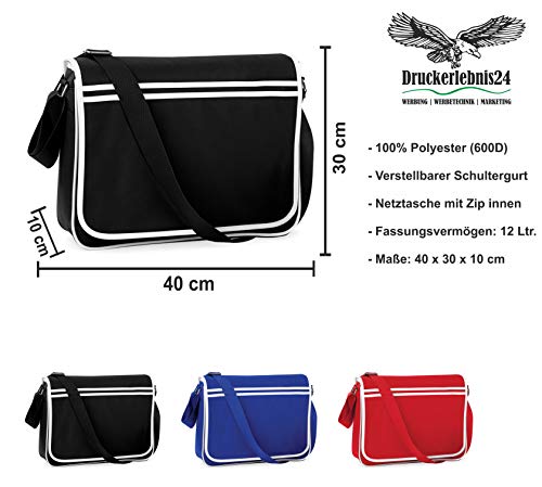 Bolsa de hombro para entrenamiento de la marca Druckerlebnis24, con elevador de ventanas, adecuada para escuela, universidad, ordenador portátil