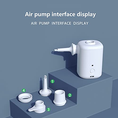 Bomba de aire portátil eléctrica, bomba de colchón de aire Mini bomba de aire recargable Bomba de compresor de aire Inflador Deflador Bomba de aire con batería de 3000 mAh para colchón de aire Flotado