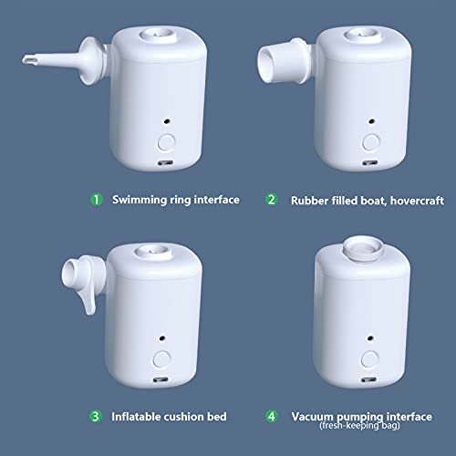 Bomba de aire portátil eléctrica, bomba de colchón de aire Mini bomba de aire recargable Bomba de compresor de aire Inflador Deflador Bomba de aire con batería de 3000 mAh para colchón de aire Flotado