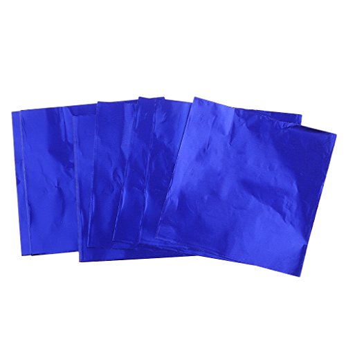 Bonarty 100pcs Candy DIY Paquete de Envoltorios de Papel de Aluminio Paquete de Accesorios de Banquete de Boda - Azul Oscuro