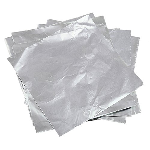Bonarty 100pcs Candy DIY Paquete de Envoltorios de Papel de Aluminio Paquete de Accesorios de Banquete de Boda - Plata