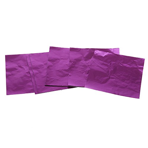 Bonarty 100pcs Candy DIY Paquete de Envoltorios de Papel de Aluminio Paquete de Accesorios de Banquete de Boda - Púrpura