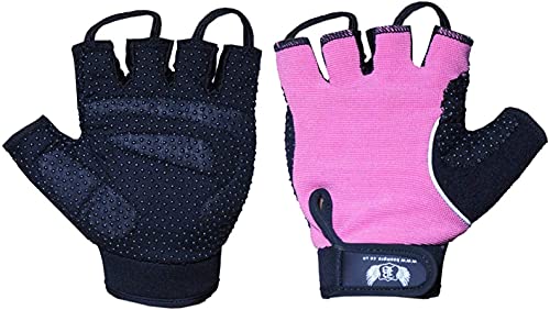 BOOM Prime Rosa Mujer sin Dedos Guantes Ciclismo con Gel Acolchado Soporte Muñeca Palma Protector Transpirable Antideslizante para Gimnasio Fuerza Entrenamiento Deadlifts Ciclismo Silla de - Rosa, S