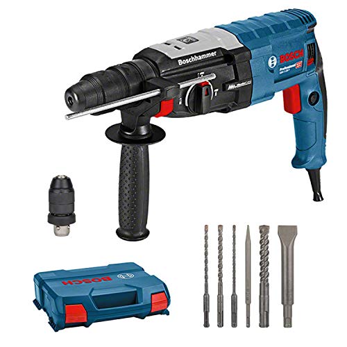 Bosch Professional Martillo Perforador GBH 2-28 F, 880 Vatios, Perforación de Hormigón de Diámetro Hasta 28 mm, Incluye Juego de Taladro-Cincel de 6 Piezas, SDS-plus, en L-Case, Amazon Exclusive Set