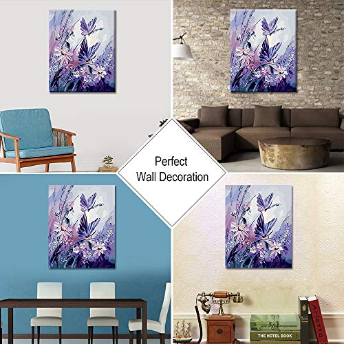 BOSHUN Pintar por Numeros para Adultos Niños Pintura por Números con Pinceles y Pinturas Decoraciones para el Hogar Mariposa con Flor Morada (16 * 20 Pulgadas, Sin Marco)