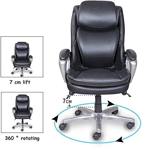 Boss Bureaustoel Grote en Hoge bureaustoel Bureaustoel Ergonomische computerstoel Hoge rugleuning PU-directiestoel Met lendensteun Hoofdsteun Draaistoel voor Dames Heren Volwassenen (kleur: zwart) S