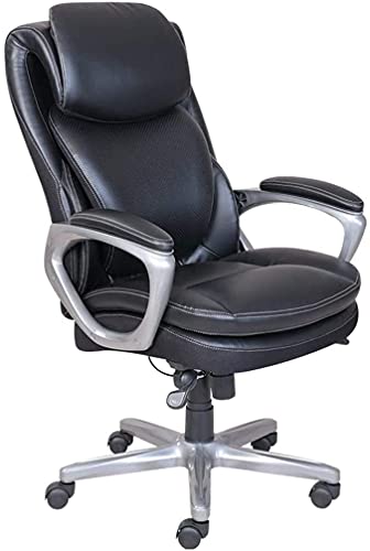 Boss Bureaustoel Grote en Hoge bureaustoel Bureaustoel Ergonomische computerstoel Hoge rugleuning PU-directiestoel Met lendensteun Hoofdsteun Draaistoel voor Dames Heren Volwassenen (kleur: zwart) S