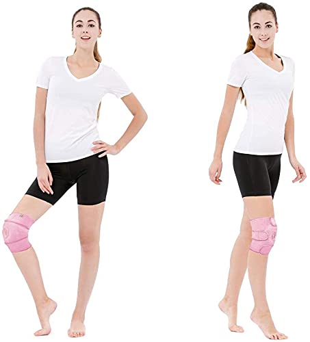 BRACOO KS10 - Rodillera deportiva y diaria - Rodillera con cierre de velcro y almohadillas para hombre y mujer, para correr, senderismo, correr, deporte, voleibol, color rosa