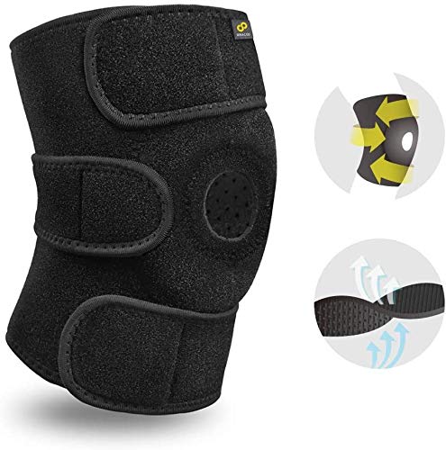 BRACOO KS10 - Rodillera deportiva y diaria - Rodillera con cierre de velcro y almohadillas para hombre y mujer, para correr, senderismo, correr, deporte, voleibol, color rosa