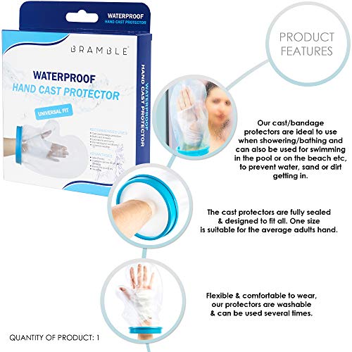 BRAMBLE! Protector de Escayola Impermeable, Protección de Yeso (Mano) - Silicona Resistente, Flexible & Cómodo | Ideal para Baño o Ducha