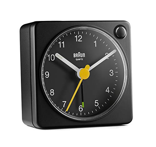 Braun BC-02-XB - Reloj Despertador Clásico Analógico, Reloj Despertador, Función Snooze, Alarma Creciente, Luz De Fondo, Movimiento Silencioso, Negro Mate