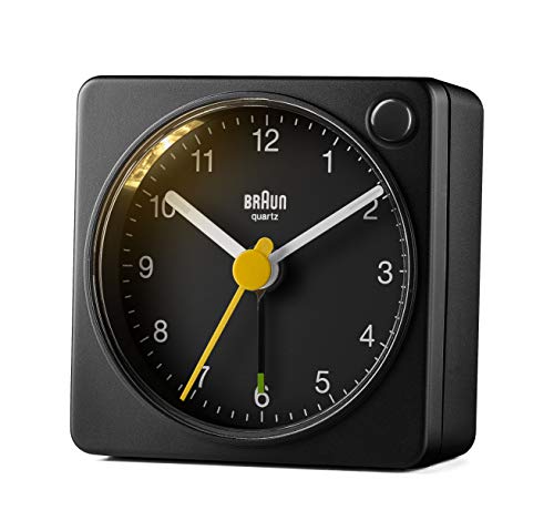 Braun BC-02-XB - Reloj Despertador Clásico Analógico, Reloj Despertador, Función Snooze, Alarma Creciente, Luz De Fondo, Movimiento Silencioso, Negro Mate