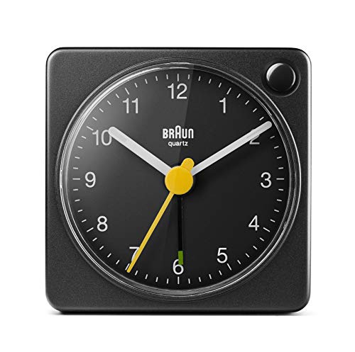 Braun BC-02-XB - Reloj Despertador Clásico Analógico, Reloj Despertador, Función Snooze, Alarma Creciente, Luz De Fondo, Movimiento Silencioso, Negro Mate
