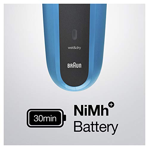 Braun Series 3 Afeitadora Eléctrica Hombre ProSkin, Máquina de Afeitar Barba con Recortadora Extraíble para Uso en Seco y en Mojado, Inalámbrica, Recargable, 3040 S, Azul