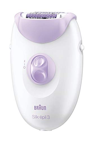 Braun Silk-épil 3 3-170 Depiladora Eléctrica Mujer para Una Depilación Duradera, Sistema de 20 Pinzas, Luz Smartlight, Rodillos de Masaje, Blanca/Morada