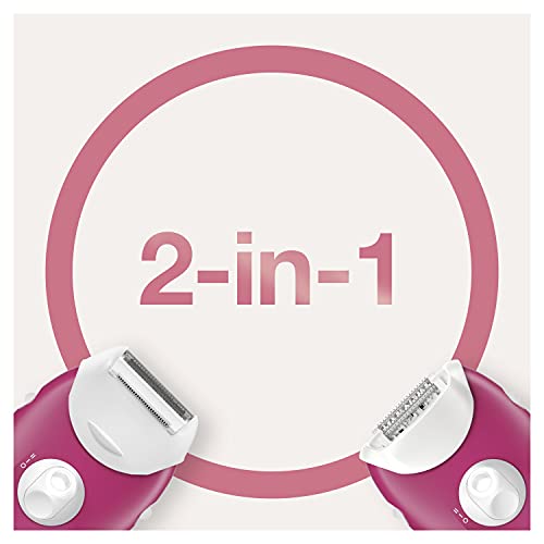 Braun Silk-épil 3 Depiladora Mujer 2 en 1 para Principiantes con Cabezal de Rasurado y Recorte, Sistema de 20 Pinzas, Luz Smartlight y Rodillos de Masaje, 3-410, Blanca/Rosa