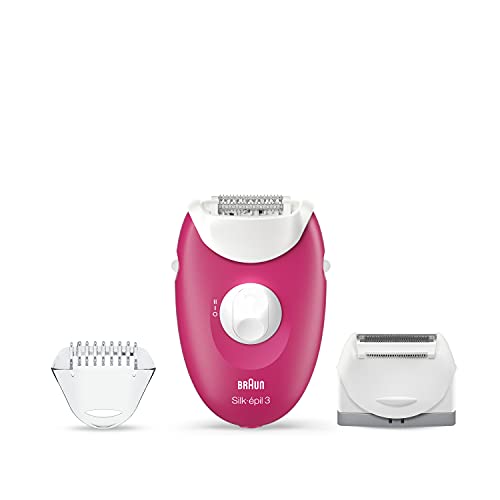 Braun Silk-épil 3 Depiladora Mujer 2 en 1 para Principiantes con Cabezal de Rasurado y Recorte, Sistema de 20 Pinzas, Luz Smartlight y Rodillos de Masaje, 3-410, Blanca/Rosa