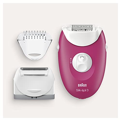Braun Silk-épil 3 Depiladora Mujer 2 en 1 para Principiantes con Cabezal de Rasurado y Recorte, Sistema de 20 Pinzas, Luz Smartlight y Rodillos de Masaje, 3-410, Blanca/Rosa