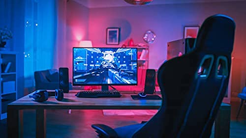 BRAVO HOME - Silla para videojuegos de escritorio con reposapiés – Silla de oficina para gamer – Silla ergonómica con reposacabezas – Cojín lumbar – Respaldo alto (negro + azul)