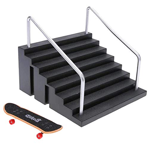 Breezeu Juego de Accesorios para Escena de Lugar de Patineta para Dedos Juego de Patinetas y Escaleras para Dedos Escaleras con Dos Pasamanos para Patinetas