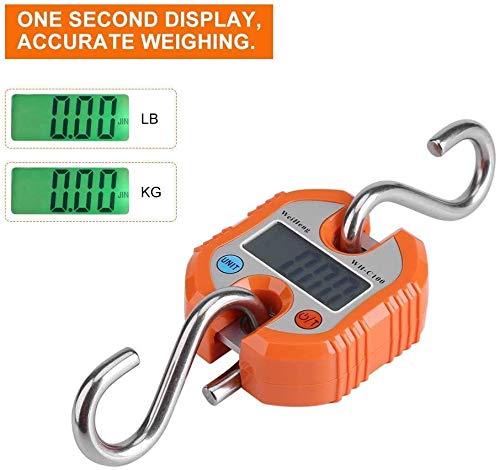 Btrice (Naranja) Escala De Equipaje Con Gancho Electrónico Mini Grúa Portátil Con Gancho Electrónico, Escala De Gancho, Escala Electrónica, Escala Digital, Viaje Postal, Mini Báscula De Pesca
