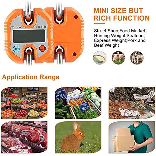 Btrice (Naranja) Escala De Equipaje Con Gancho Electrónico Mini Grúa Portátil Con Gancho Electrónico, Escala De Gancho, Escala Electrónica, Escala Digital, Viaje Postal, Mini Báscula De Pesca