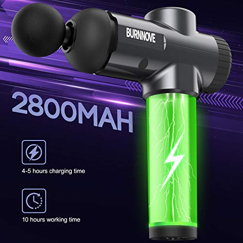 BURNNOVE Pistola de Masaje Masajeador Muscular 99 Velocidad 2800mAh 3300PRM LED Pantalla Táctil Bajo Ruido con 8 Cabezas de Masaje y Bolsa de Almacenamiento